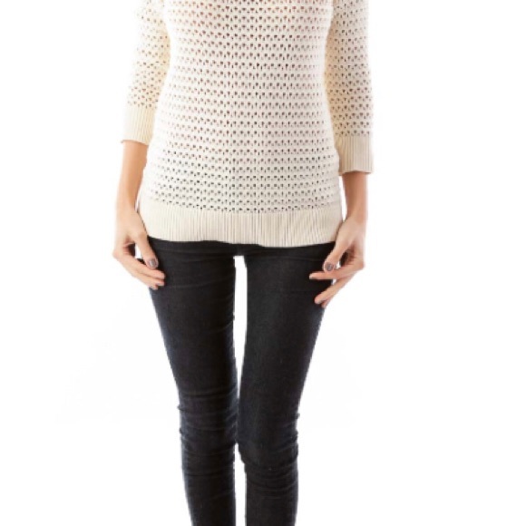 ANN TAYLOR LOFT Beige Chunky Knit Net Sweater SMALL - Picture 4 of 7